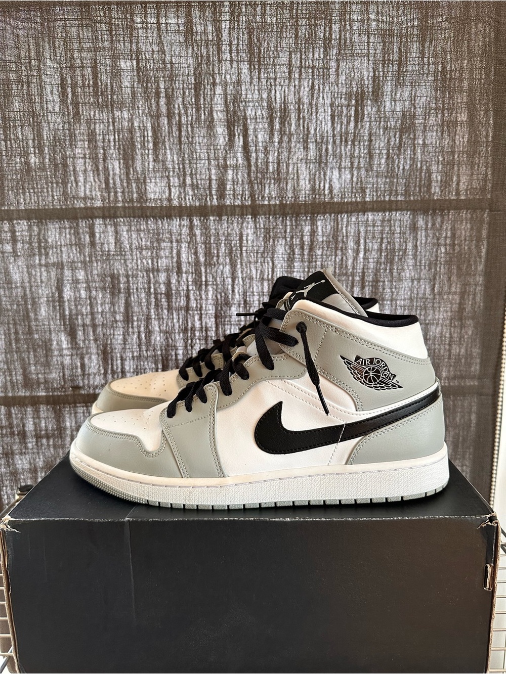 Nike Air Jordan 1 Mid Men’s Sneakers in LT Smoke Grey/Black-White